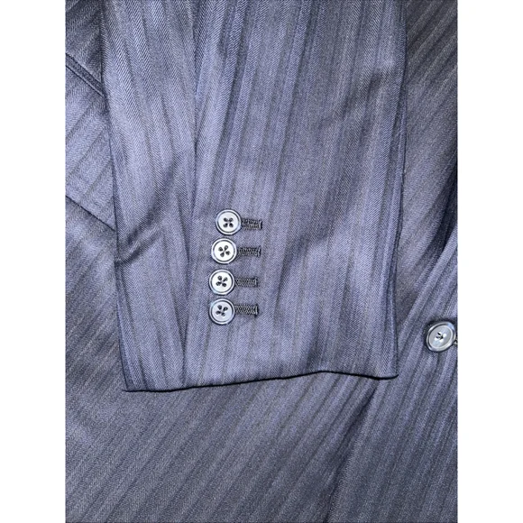 Holland Sherry 44R Navy Royal Classic Herringbone Striped Custom Suit